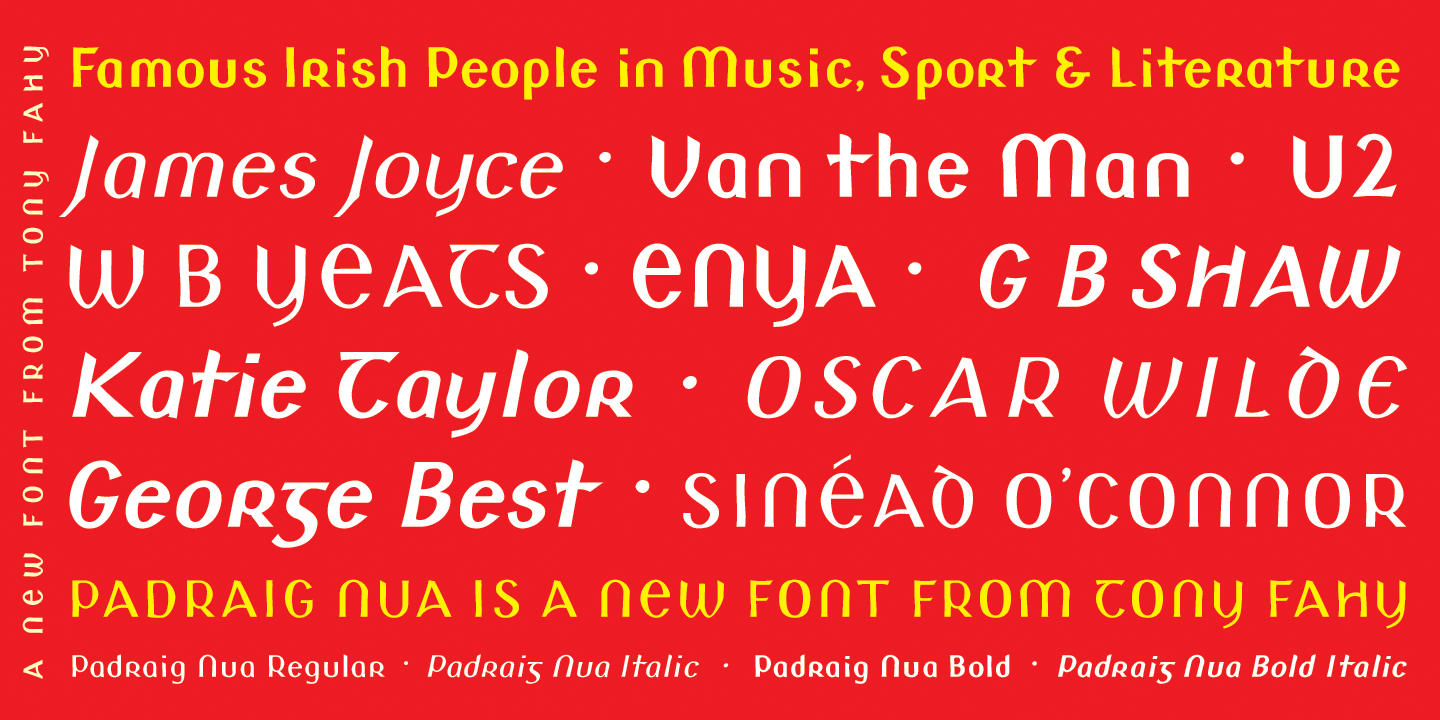 Ejemplo de fuente Padraig Nua Bold Italic